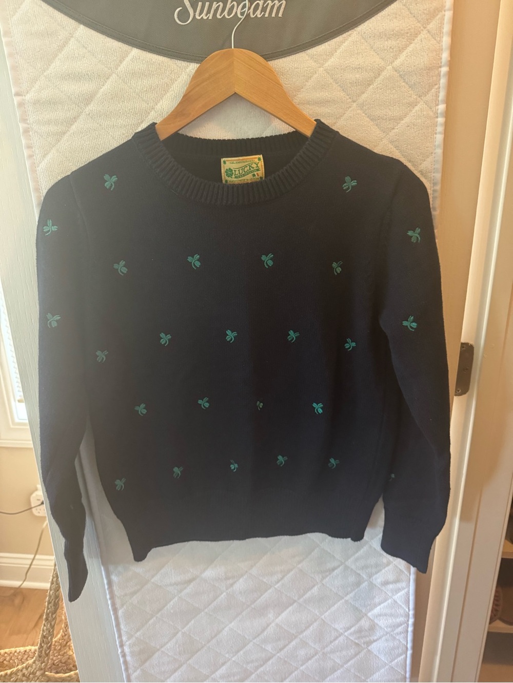 Kiel James Patrick Navy Sweater with Green Clover Embroidery - Picture 2 of 9